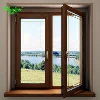 Aluminium Windows With Blinds Inside Wooden Grain Color