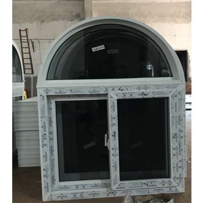 Vinyl window arch top PVC sliding window with nylon mosquito net