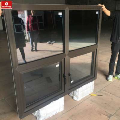 New American style PVC Double low e tempered black casement glass Window for hot sale